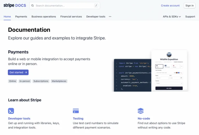 Stripe 的文档