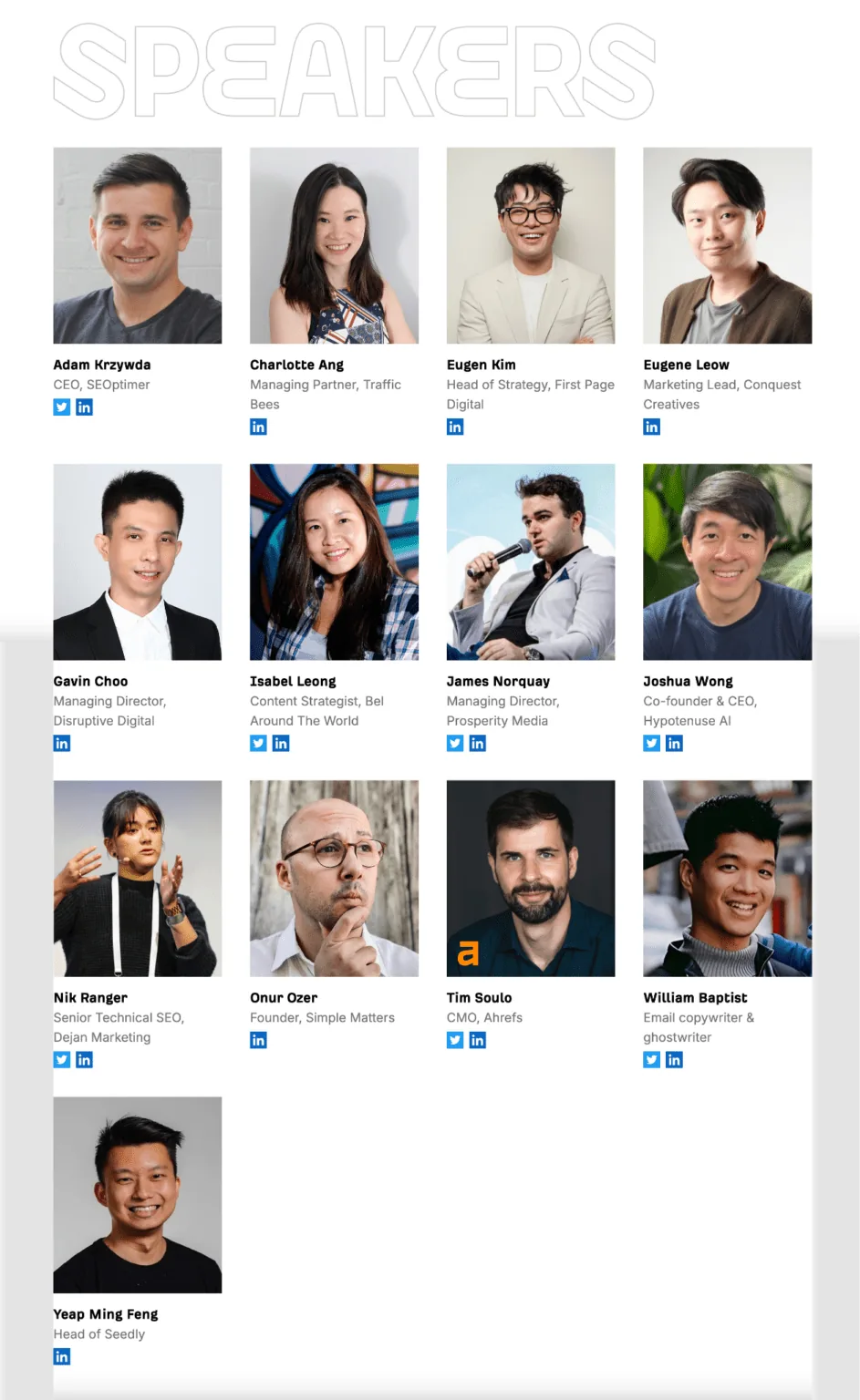 SG SEO Summit 2023 的演讲嘉宾阵容