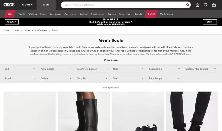 ASOS 的产品列表页