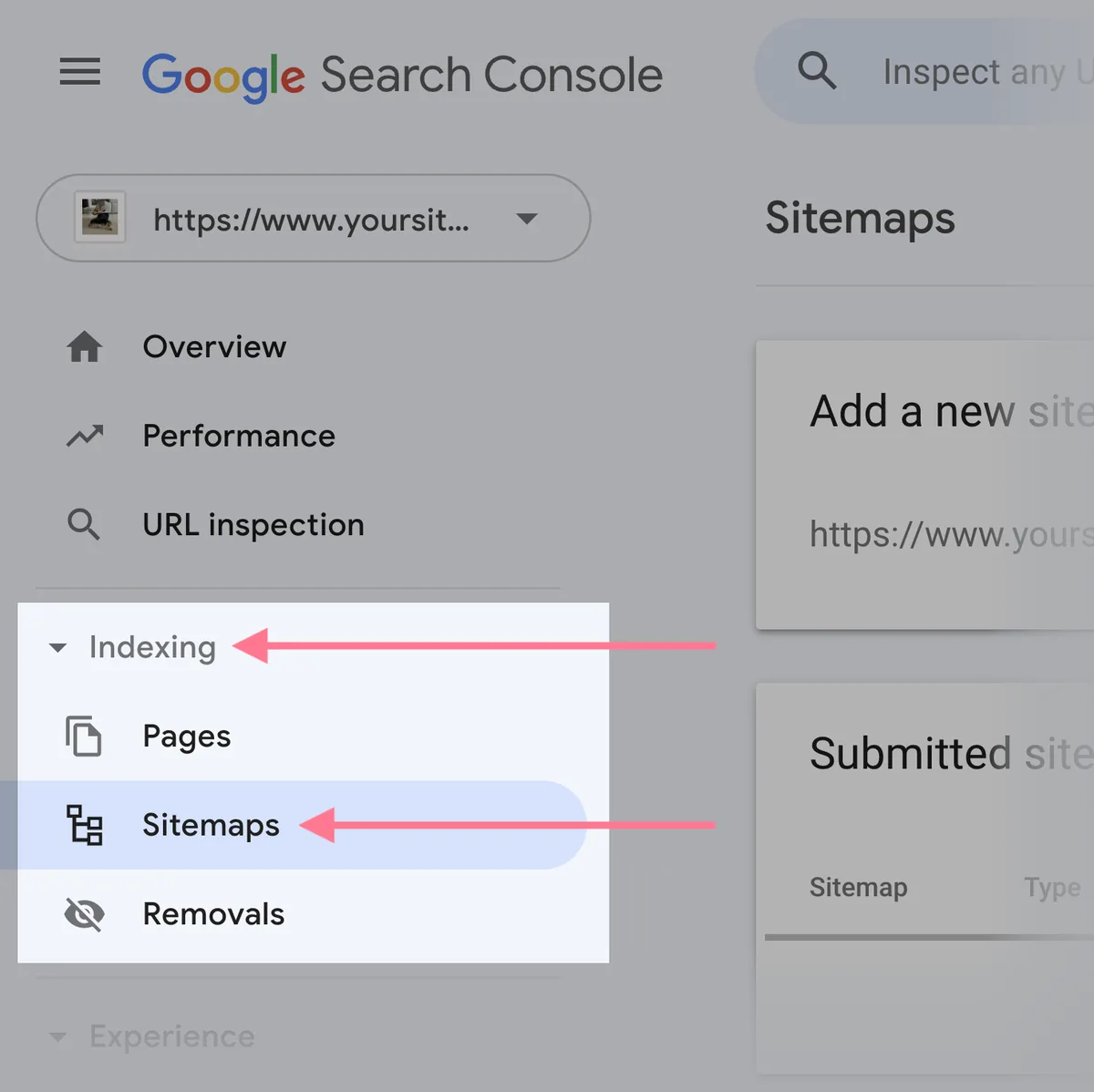 在 Google Search Console 中导航至“站点地图”