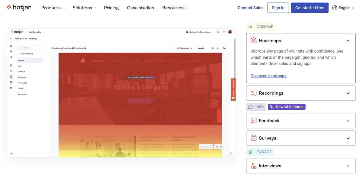 Hotjar 热图视图
