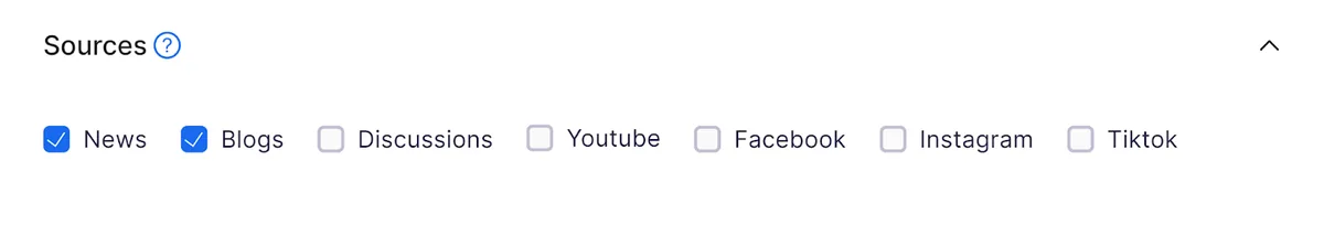 Brand Monitoring 应用中的“Sources”部分