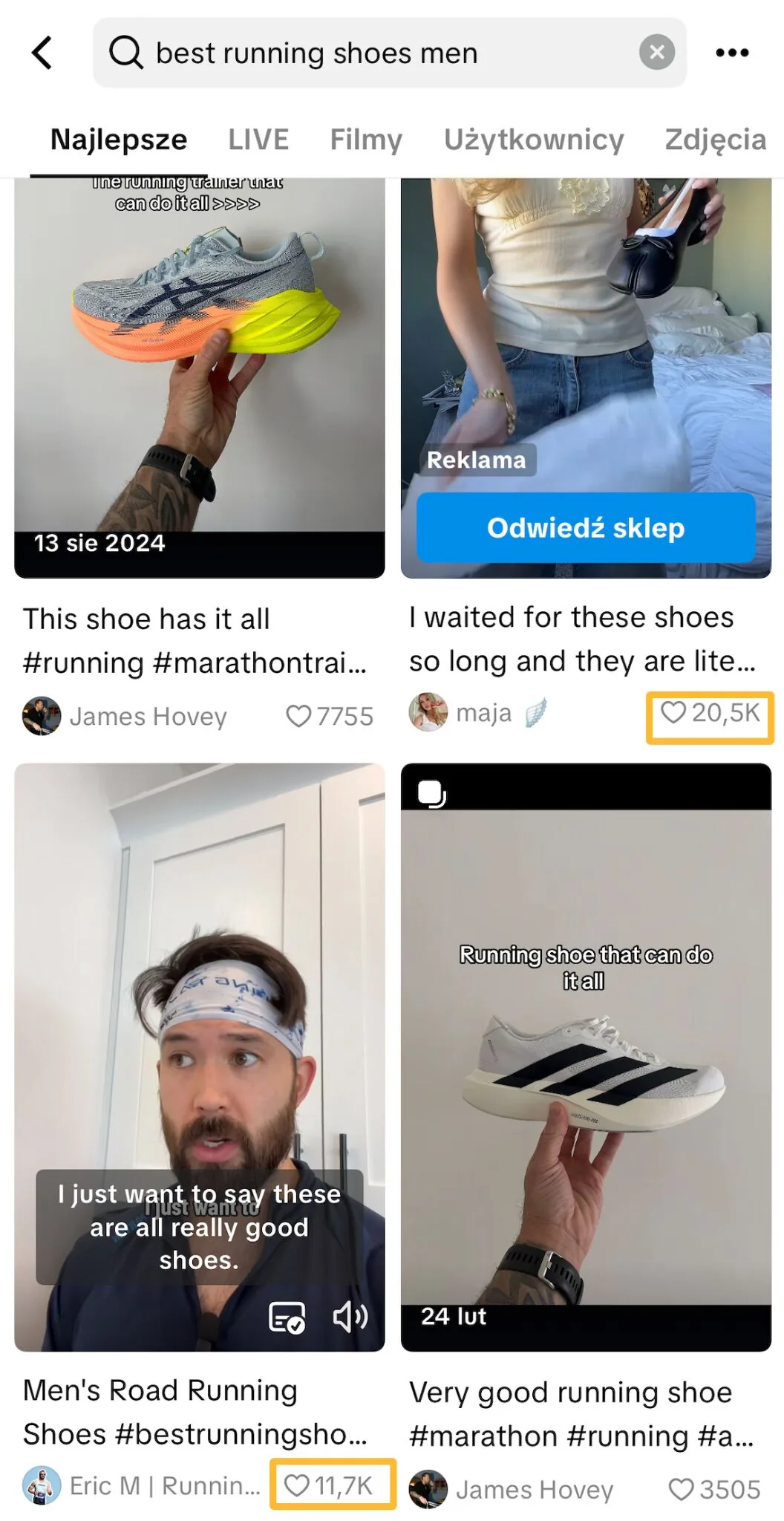 TikTok 上产品评测的示例