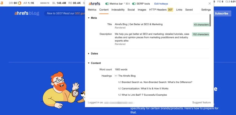 Ahrefs 的 SEO Toolbar