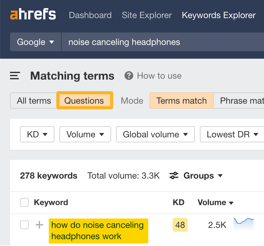 在 Ahrefs 的 Keywords Explorer 中搜索