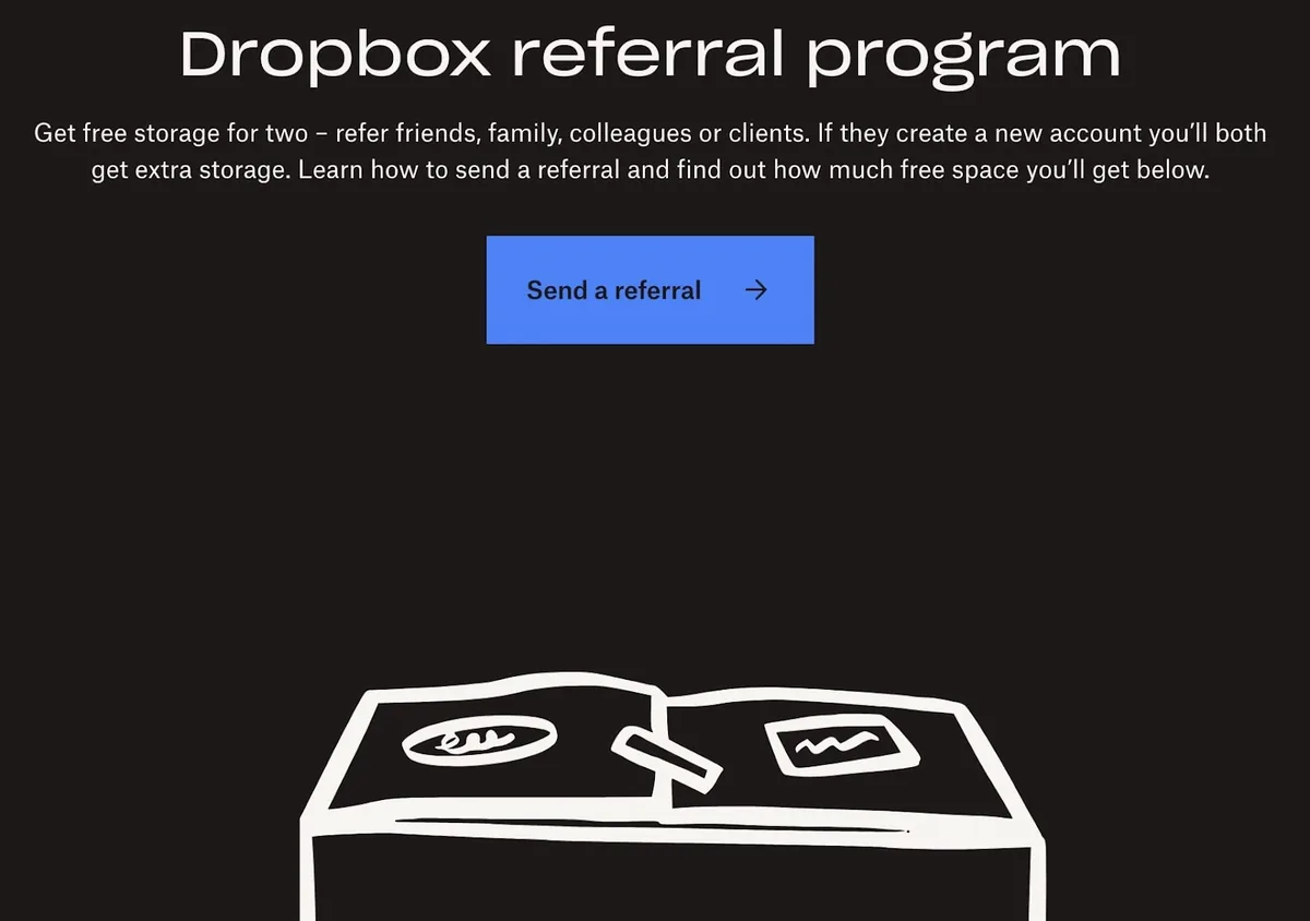 Dropbox 的“Refer a Friend”推荐计划页面