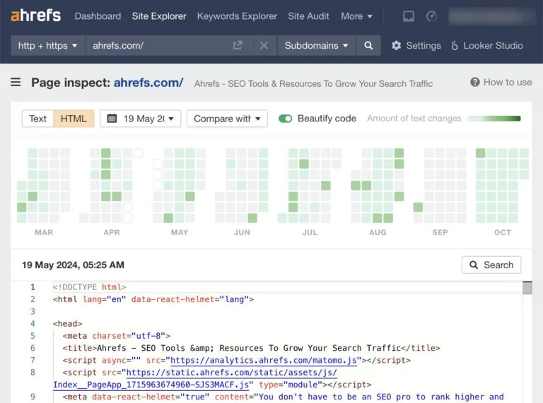 页面检查（Page inspect），来自 Ahrefs' Site Explorer