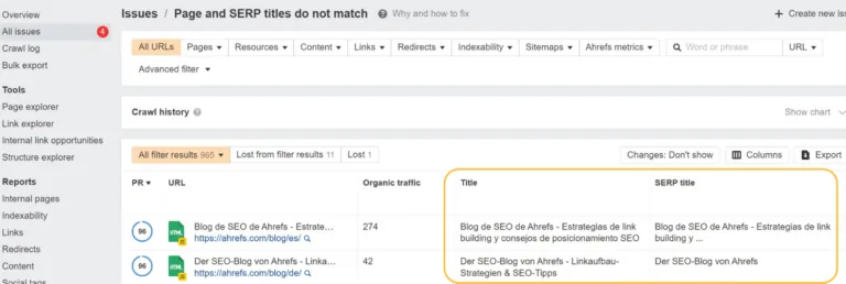 Ahrefs Site Audit 中的 “Page and SERP titles do not match”(页面标题与 SERP 标题不匹配)问题