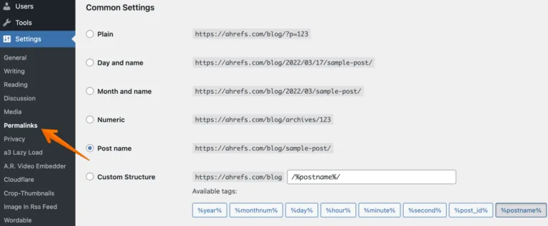WordPress 固定链接设置