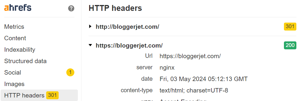 使用 Ahrefs Toolbar 检查重定向