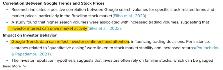 有关 SEO 数据与股市关系的研究论文。