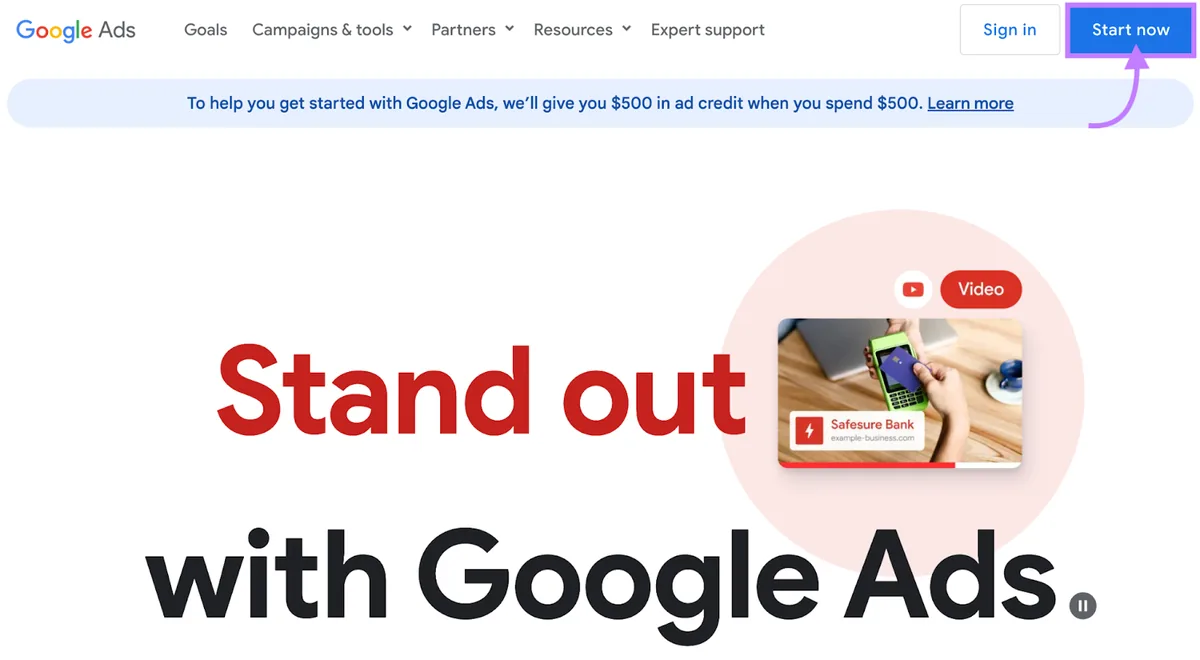 Google Ads 首页