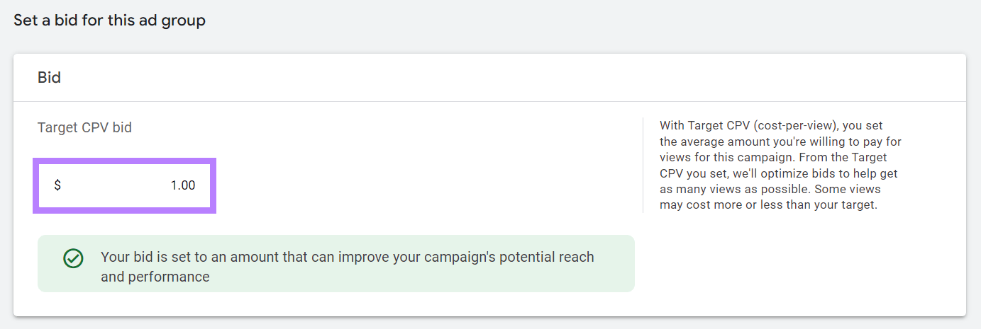 Google Ads 中的目标每次观看费用 (CPV) 出价