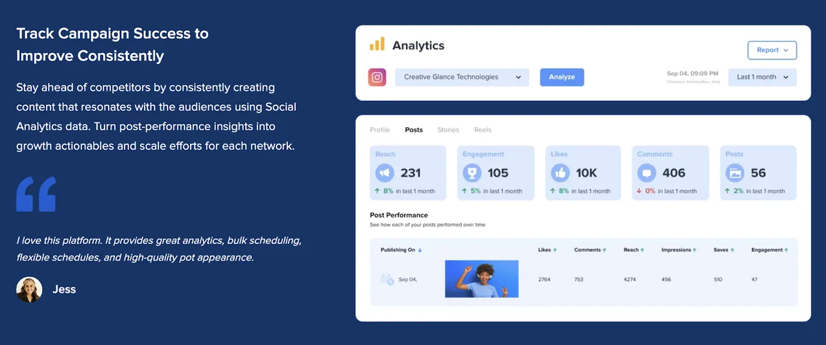 SocialPilot 社交广告系列分析仪表盘