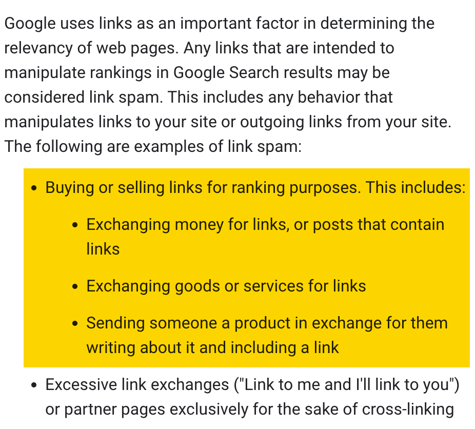 Google 关于购买或出售链接的指南