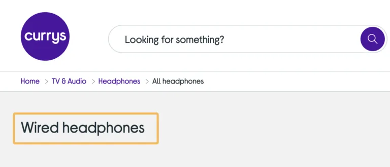 电商品类页面上的 H1 示例,来自 currys.co.uk