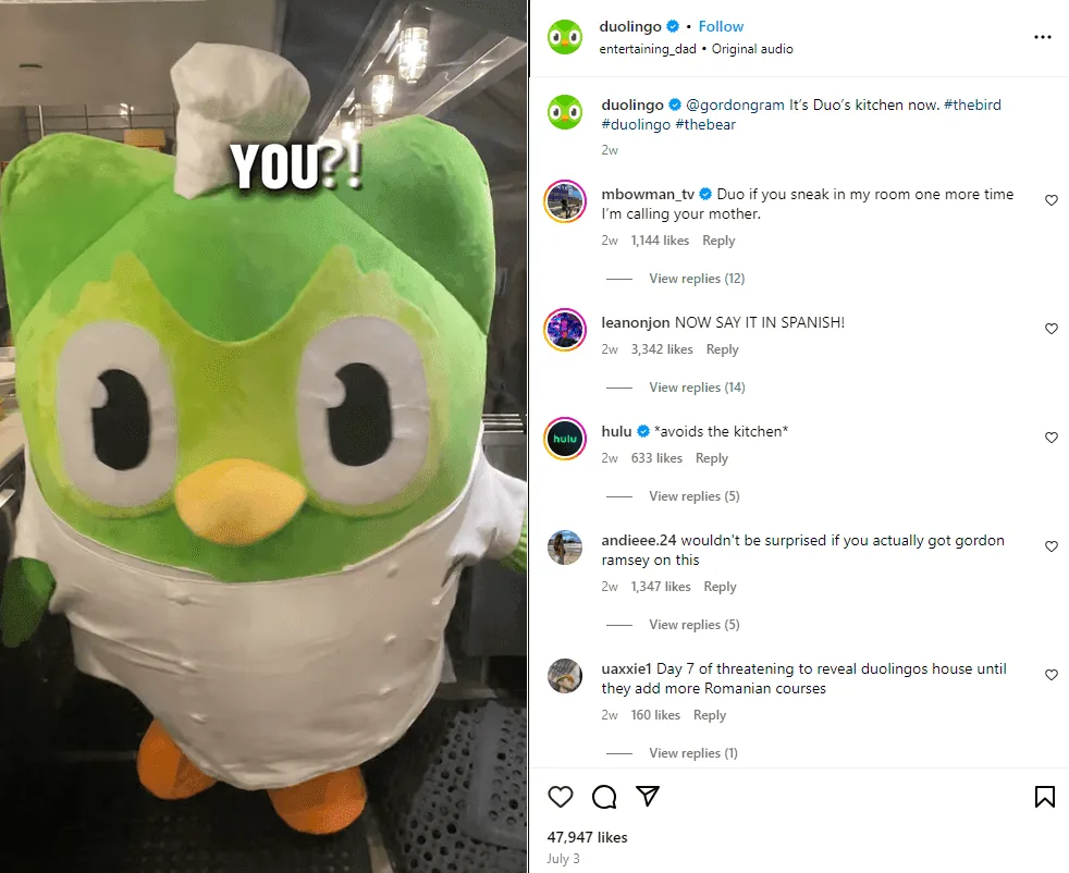品牌声音示例：Duolingo