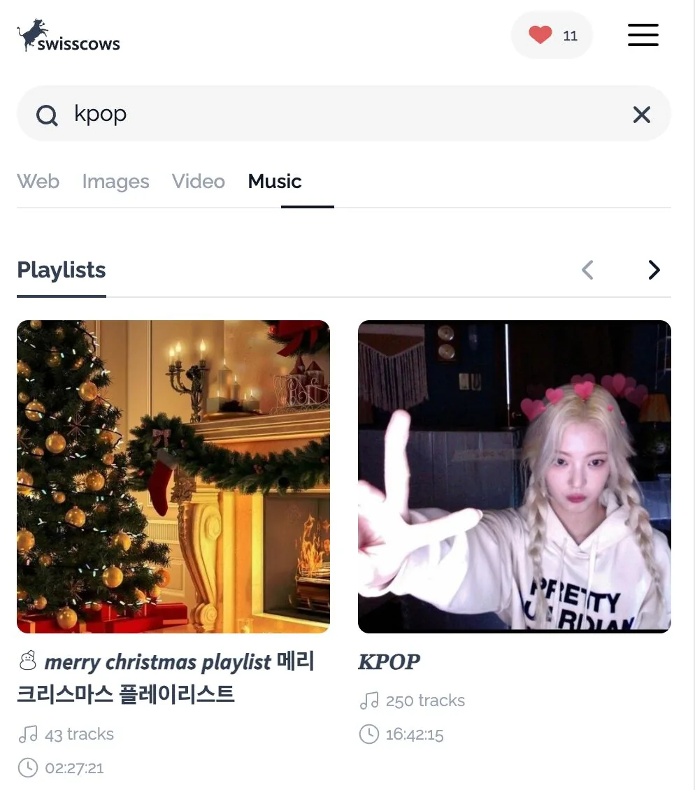 Swisscows 音乐搜索