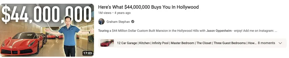 Graham Stephan 的“Here's what $44,000,000 buys you in Hollywood”视频