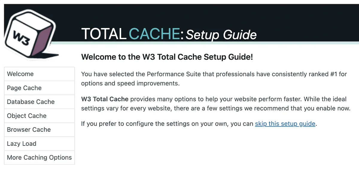 W3 Total Cache 首页