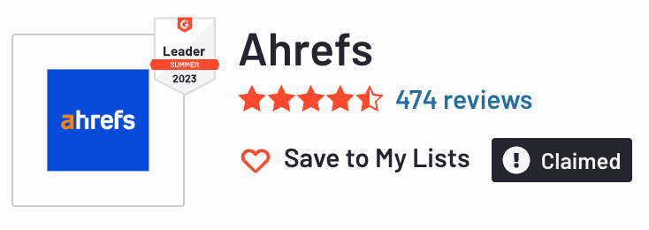 G2 上 Ahrefs 的评测数量