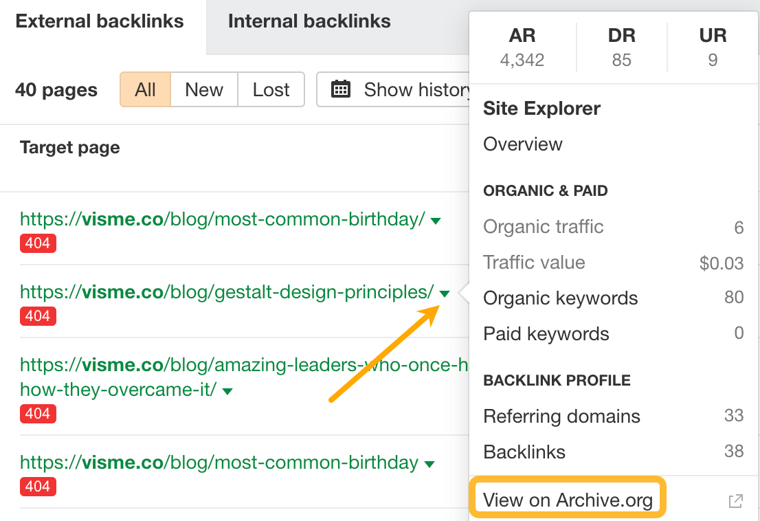 “View on Archive.org”功能