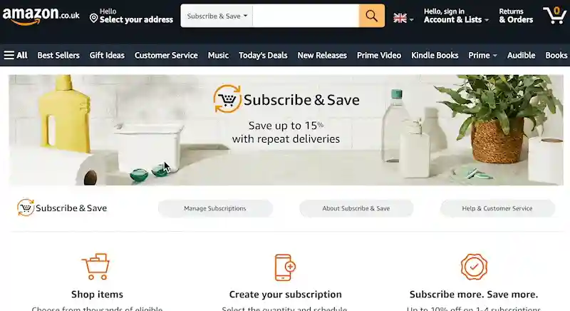 Amazon 上的汉堡菜单式导航