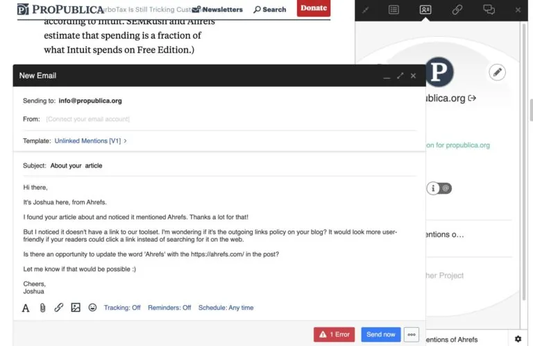 来自 Buzzstream 账户的邮件模板
