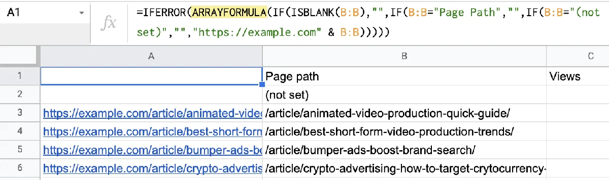 Google Sheets 中的公式