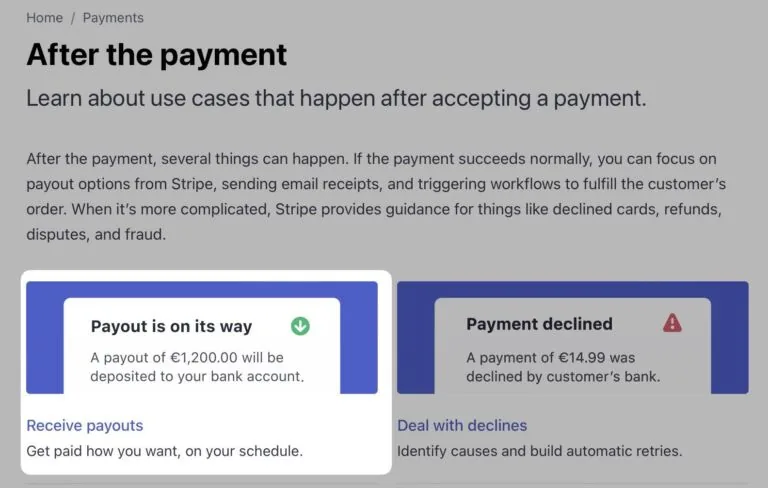 Stripe 的“接收提现”链接