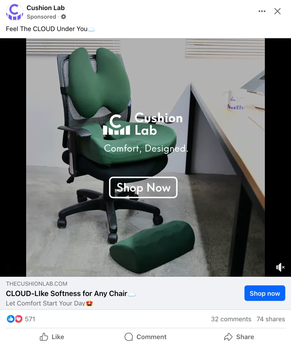 Facebook 广告包含描述、图片和 CTA