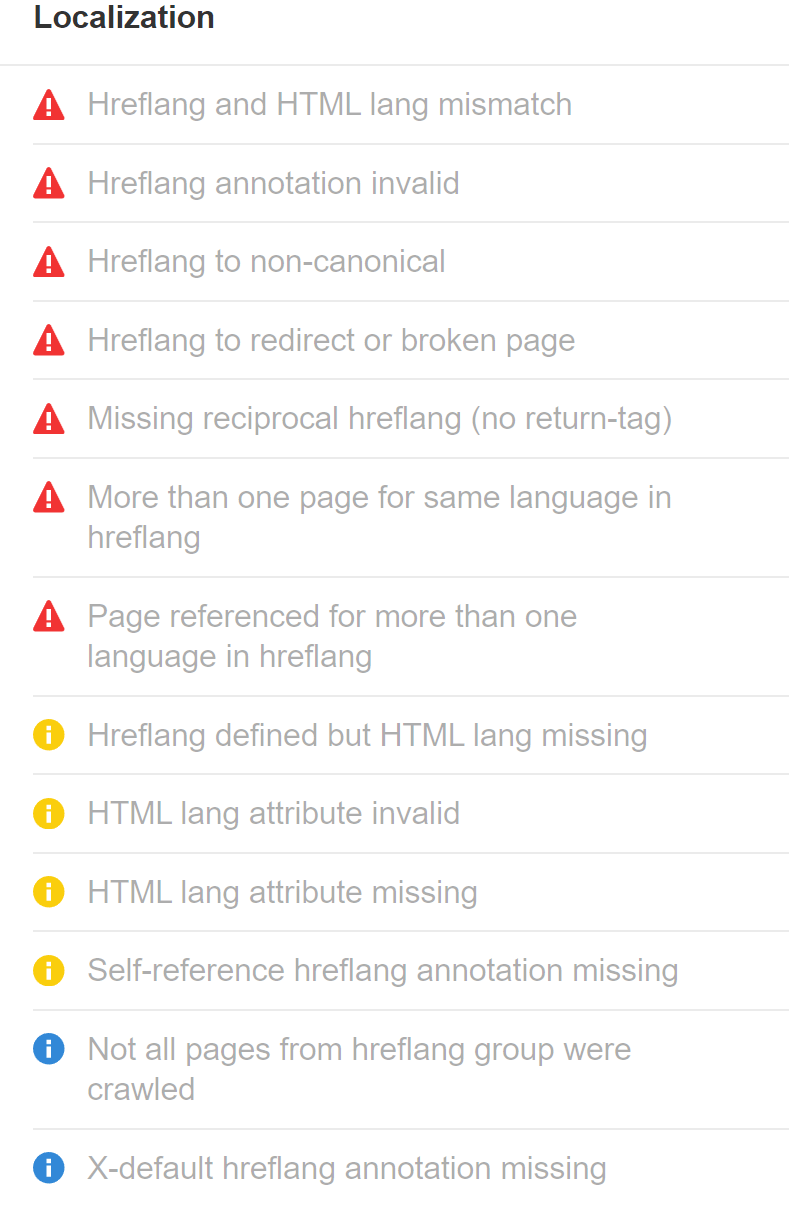 Site Audit 标记的 hreflang 问题