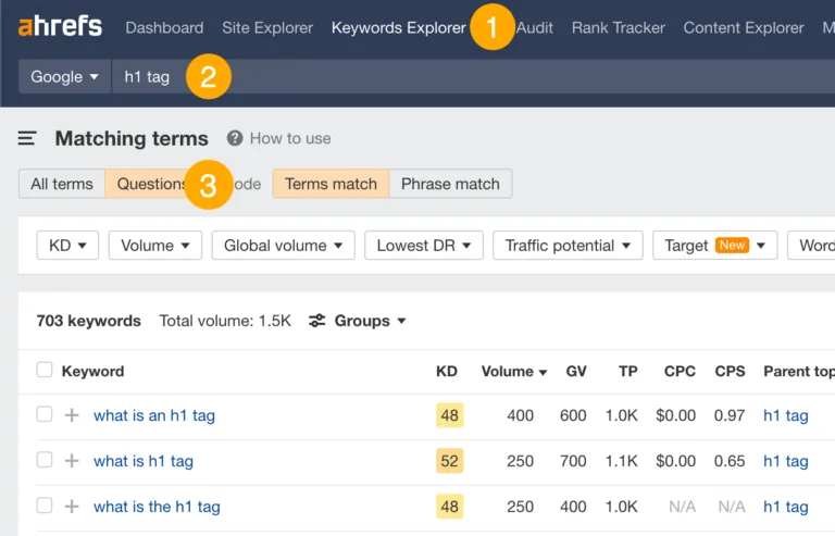 通过 Ahrefs 的 Keywords Explorer 查找