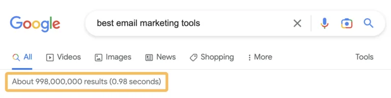 Google 针对“best email marketing tools”的搜索结果