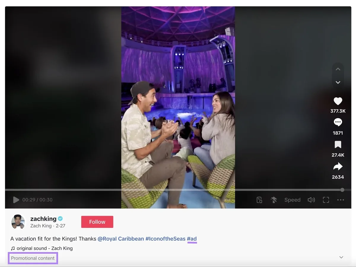 Zach King 和妻子在皇家加勒比游轮的酒吧里表演魔术