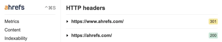 Ahrefs 的 SEO Toolbar 里显示的 HTTP 标头