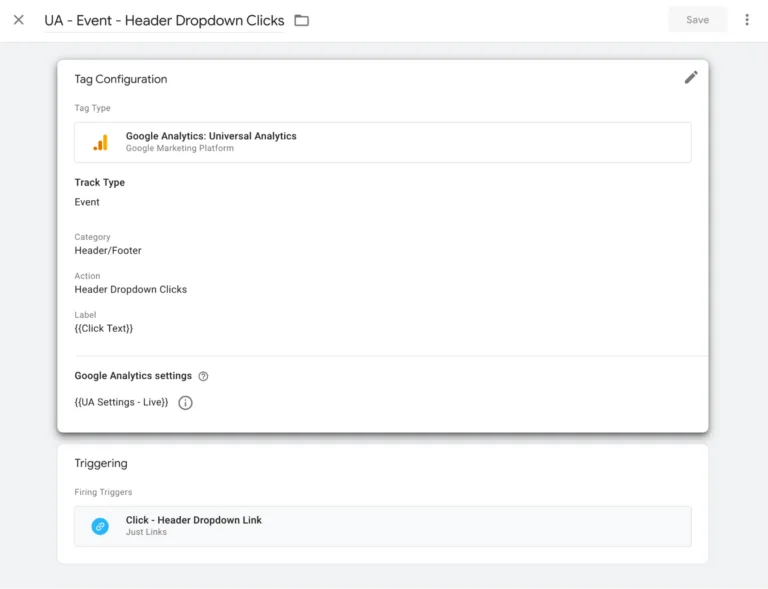 Google Tag Manager 中的代码(tag)配置页面