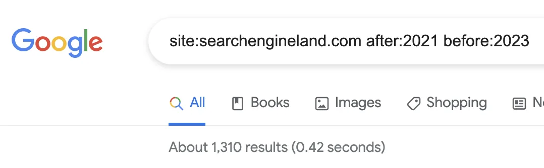 使用 site:、after: 和 before: 操作符检查 Search Engine Land 的发布节奏