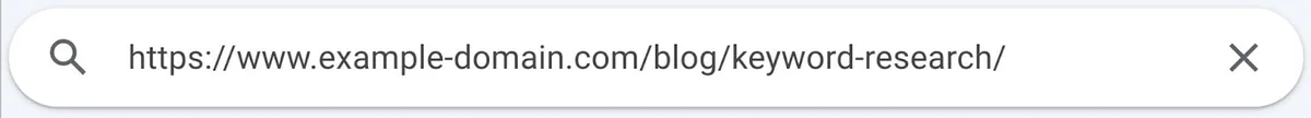 在 Google Search Console 搜索栏中输入的 URL