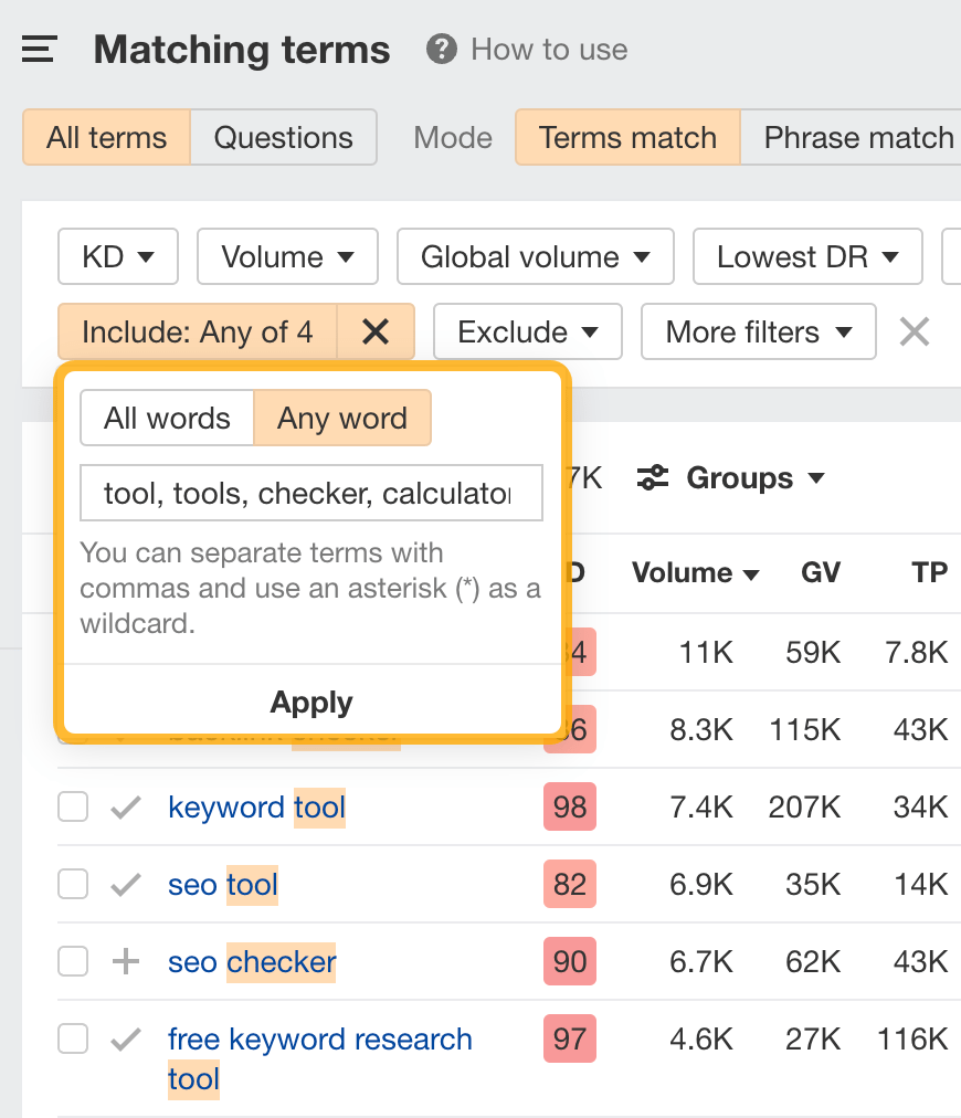 通过 Ahrefs 的 Keywords Explorer 查找 MOFU（考虑阶段）关键词
