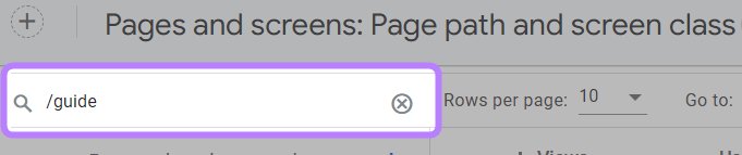 在 Google Analytics 报告中搜索 /guide