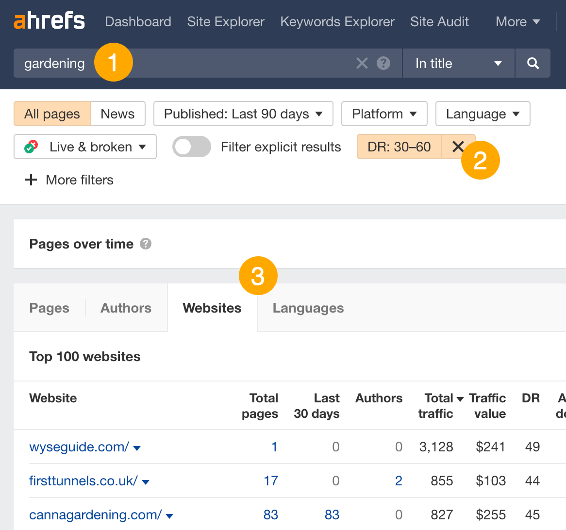 在 Content Explorer 中寻找客座文章潜在对象