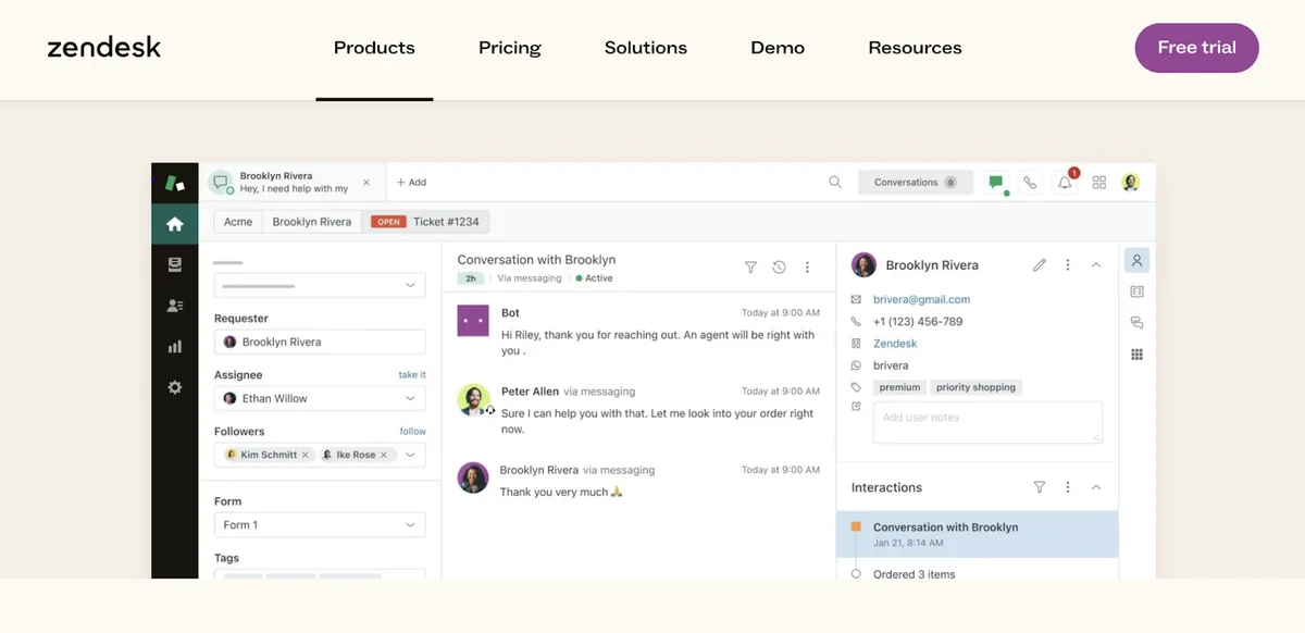 Zendesk 客户服务产品