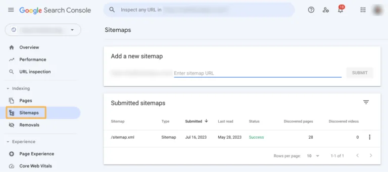Google Search Console 里的站点地图部分