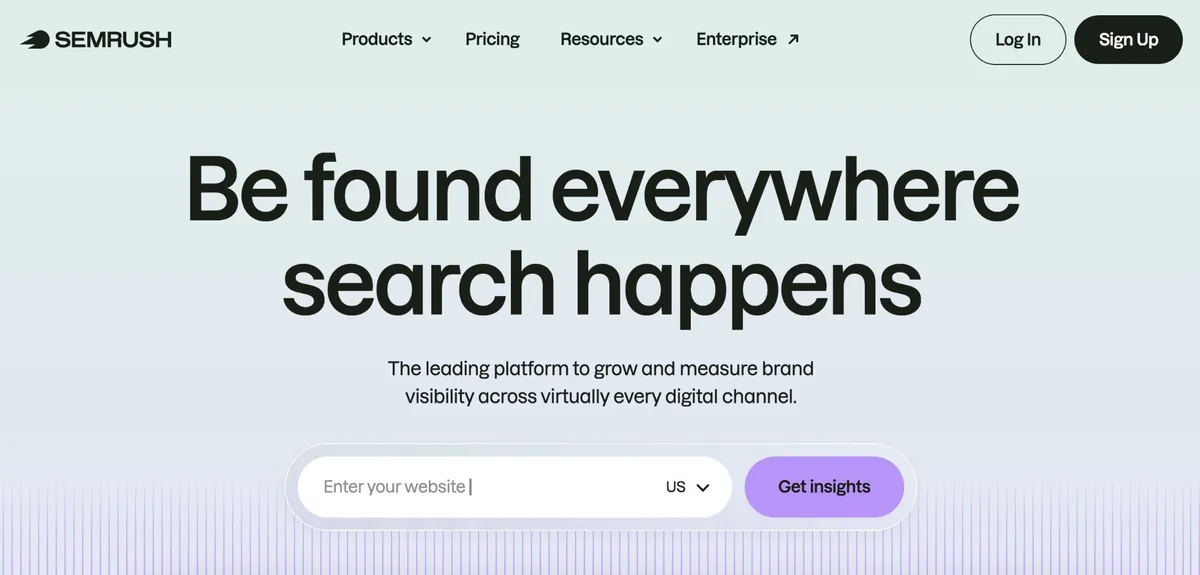 英文版的 Semrush 首页。