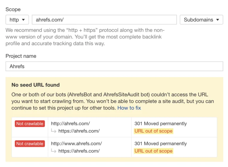 在 Ahrefs Site Audit 中检查重定向