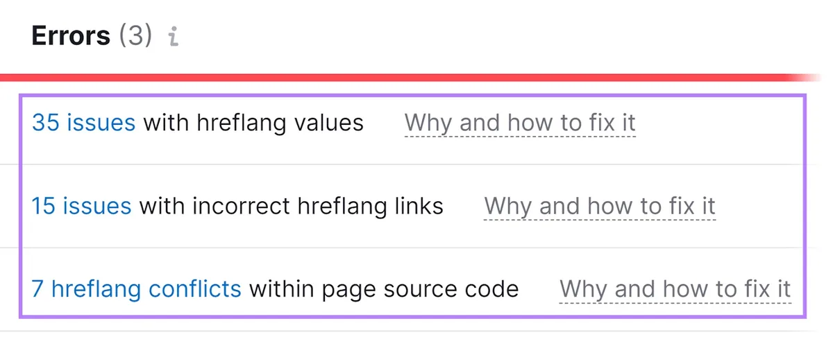 Site Audit 中显示的 hrefland 属性错误