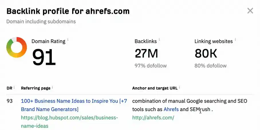 使用 Ahrefs 免费反向链接检查工具检查反向链接
