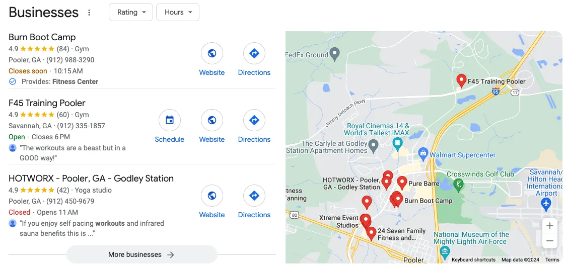 Google 地图包列表示例