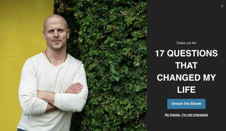 Tim Ferriss 的退出意图弹窗